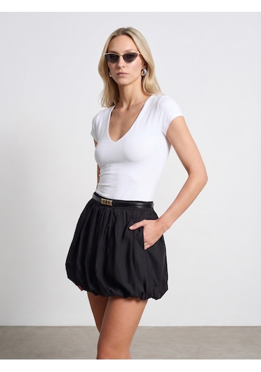 Dilvin 32840 V Yaka Basic T-shirt-beyaz