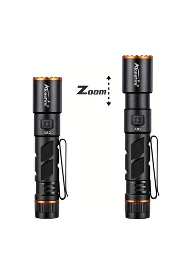 Brightnova Alonefire Yüksek Parlaklık Gray X82 El Feneri Usb Şarjlı Ayarlanabilir Işık 500 Lümen Kampçılık Seyahat Acil Durum Altın