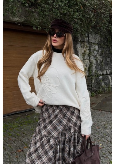 Laluvia Krem Süzeneli Kazak - 251085 Krem