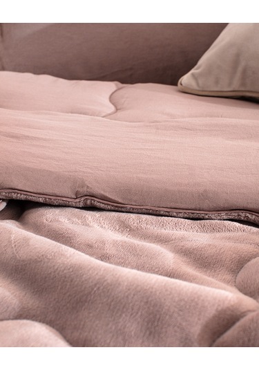 Madame Coco Kaira Çift Kişilik Comforter Set - Pudra Pudra