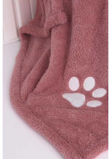 Pati Nakışlı Köpek Kurulama Havlusu Gül kurusu