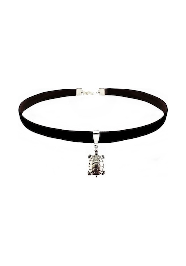 Siyah Renk Kadife Kaplumbağa Choker Siyah