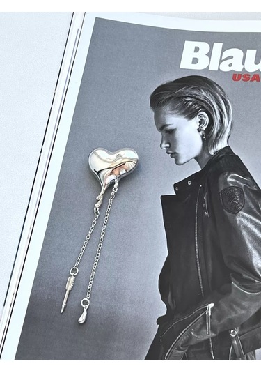 Best Price 34 Zincirli Kalp Broş 228397997 Gri