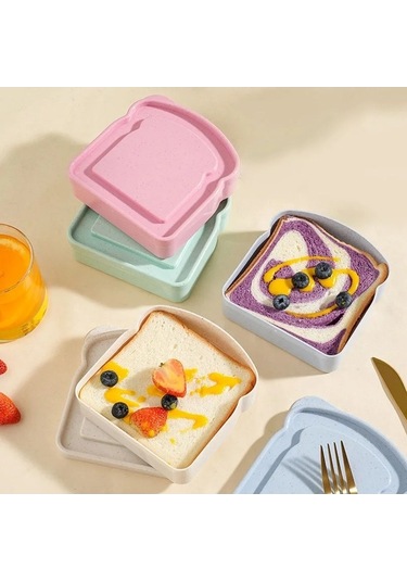 Pazly Tost Şeklinde Sandviç Mekan Mavi Kabı İçin Gıda Dış Depolama Bir 1/4 Mk Mavi