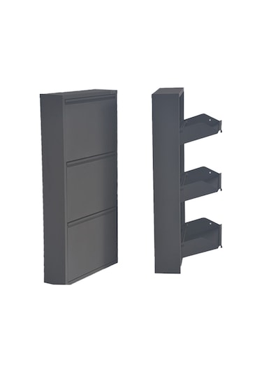 3'lü Metal Ayakkabılık - Antrasit