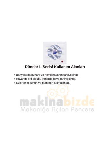 Dündar 15Cm L-10 230 220 V Monofaze Ev Tipi Plastik Fan Aspiratör