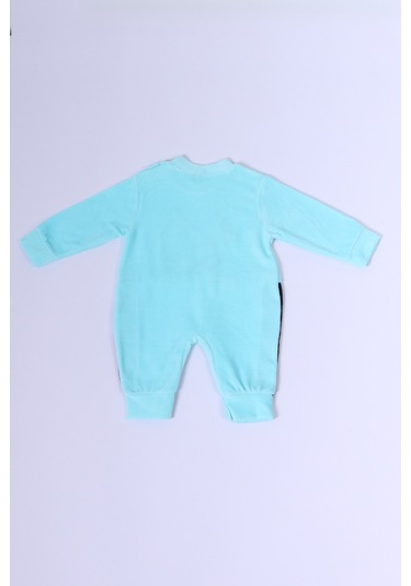 Hçm Bebek Kadife Tulum Uzun Kollu Çıtçıtlı Baskılı D5 Mavi