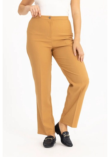 Galaxi Kadın Büyük Beden Klasik Kesim Pantolon 3051034 Camel