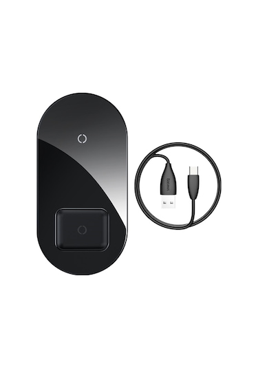 Maiyame Baseus 15w Çiftli Kablosuz Şarj Aleti, Qi Sertifikalı, İphone Ve Android Uyumlu, Bs-w508 Siyah