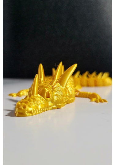 55 Cm Büyük Boy 3d Baskı Altın Ejderha Figürü Eklemli Dragon Biblo Dekoratif