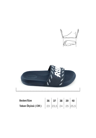 Gezer Erkek Yazlık Run Pu Islak Zemine Uygun Ev Banyo Bahçe Havuz Terlik Lacivert-gri Lacivert - Gri