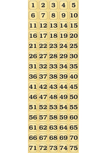 1-75 Kapı, Masa, Dolap Numarası Altın Metal Etiket 7x7 Cm