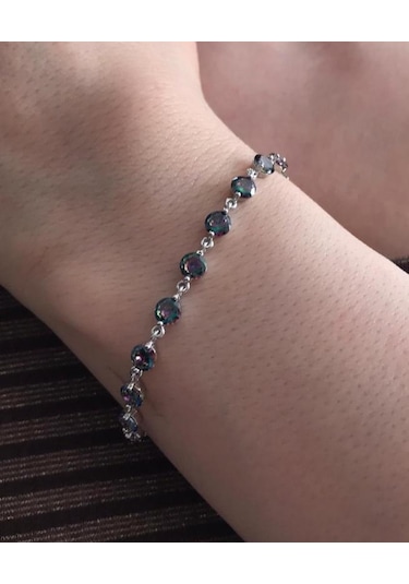 Aya Diamond 925 Ayar Gümüş - Taşlı Bileklik Beyaz