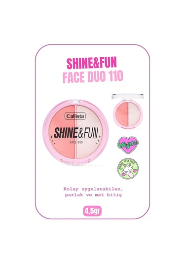 Callista Shine & Fun Face Duo Allık & Aydınlatıcı Paleti 110 Party Gang