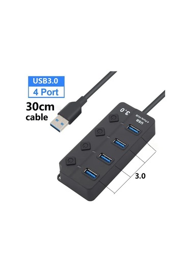 Onevan Usb 3.0 Hub 7 Bağlantı Noktalı, 5gbps Hızlı Çoklu Genişletme, Güç Adaptörlü, Uzun Kablo Açık Yeşil
