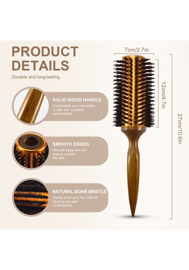 Xurunkeji Düz Twill Saç Tarağı Doğal Domuz Kılı Rulo Fırça Yuvarlak Namlu Üfleme Kıvırma Dıy Kuaförlük Şekillendirme Aracı