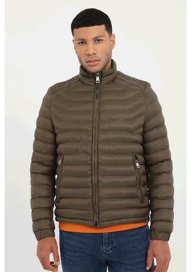 Haki Kapitone Slim Fit Erkek Mont-25285 Haki