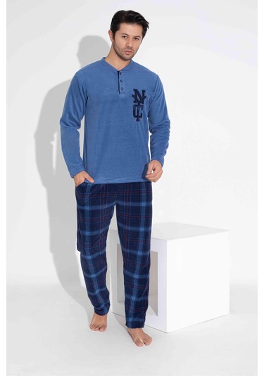 Erkek Polar Pijama Takımı Kışlık Erkek Pijama Takım Erkek Polar Takım 5214m Bej