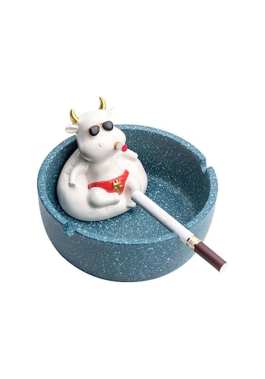 Venturemart 1 Adet Yaratıcı Karikatür Küllük Inek Seramik Büyük Kapasiteli Sevimli Hayvan Küllükleri Ev D