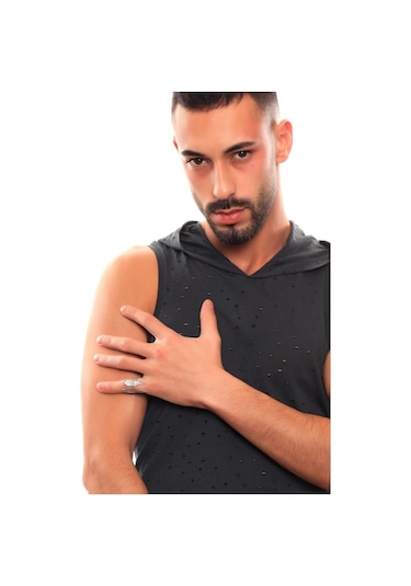 Erkek Antik Gümüş Kaplama Ayarlanabilir Melek Kanadı  Yüzük Gümüş