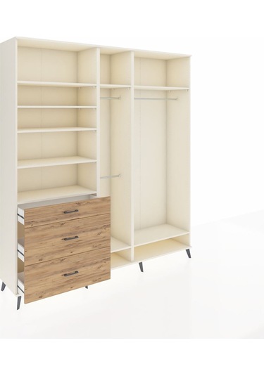 Hyperion Dolap 9 Raflı 3 Çekmeceli 3 Askılı 220x44x243 Aytaşı-aytaşı/çam Aytası/atlas Çam