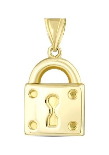 14 Ayar Kilit Tasarım Altın Kolye Ucu Altın