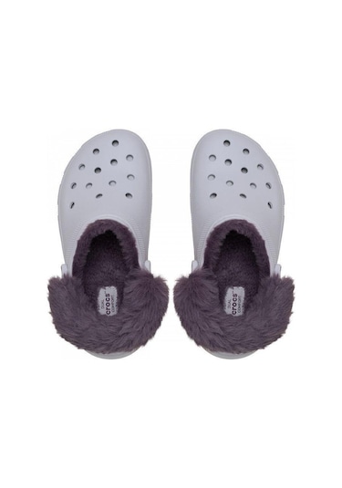 Crocs Classic Platform Fuzz Lined Clog Frosted Grape Terlik 212854-5bo Lila - Mor