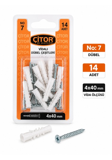 Çitor Vidalı Dübel Çoklu Paket 4 x 40