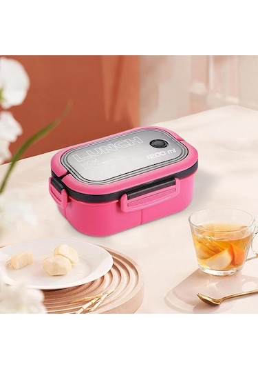 1200ml 2 Katlı 6 Bölmeli Bento Beslenme Çantası - Hava Kilitli, Mikrodalgada Kullanılabilir, Bpa'sız Çok Renkli