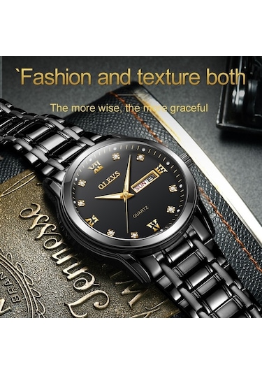 Fastbuy Erkekler İş Aydınlık Çift Takvim Kuvars Saat Siyah Su Geçirmez Çok Renkli Olevs 8691 Çok Renkli