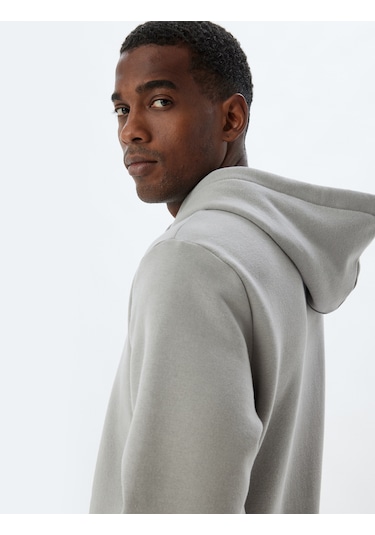 Koton Şardonlu Pamuklu Basic Kapşonlu Sweatshirt Gri 5wam70001mk Gri