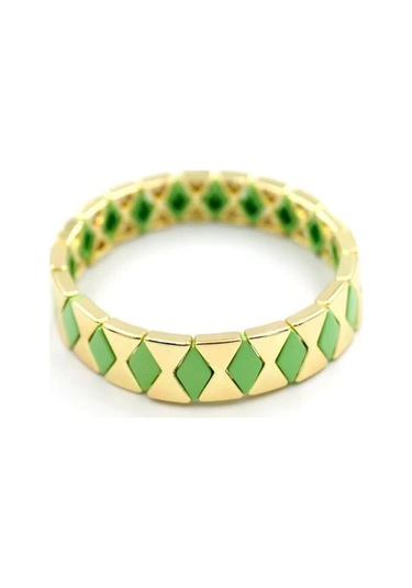 Lastikli Porselen Bilezik - Yeşil Çok Renkli