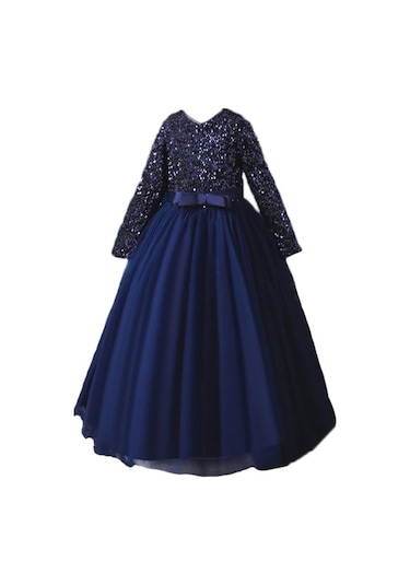Mashotrend Lacivert Zara Payetli Çocuk Abiye - Kız Çocuk Elbise Lacivert
