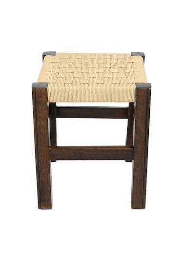 Hasır Örgülü Tabure 45 Cm Ceviz