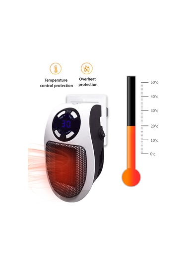 Jeemson Eu Plug Ptc Seramik Isıtıcı 500w - Hızlı Isı, Sıcaklık Gösterimi, Aşırı Isı Korumalı, Sessiz Tasarım