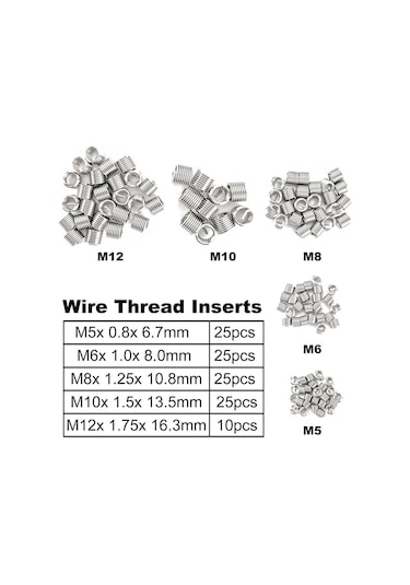 Valkyrie 131 Parça Diş Açma Helicoil Vida Tamir Onarım Seti M5-m12 Profesyonel 1. Kalite