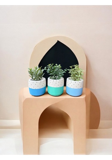Renkli Saksı Seti Sukulent Kaktüs Dekoratif Eşya- Ev Dekorasyon - Saksı Seti 6