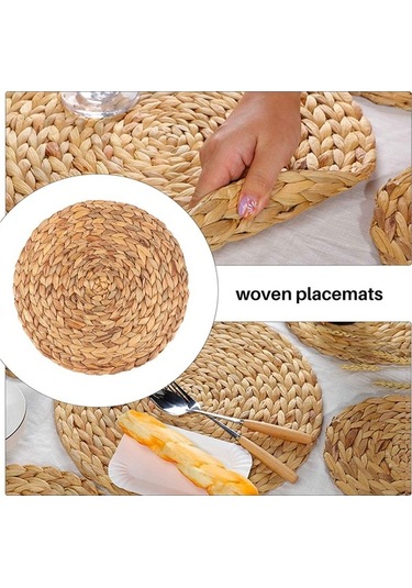 Ulzyvf Yuvarlak Su Servisi Renk Rattan Masa Kabağı Dokuma Dokuma Doğal Birincil Amerikan Adet 4 Rs Diğer