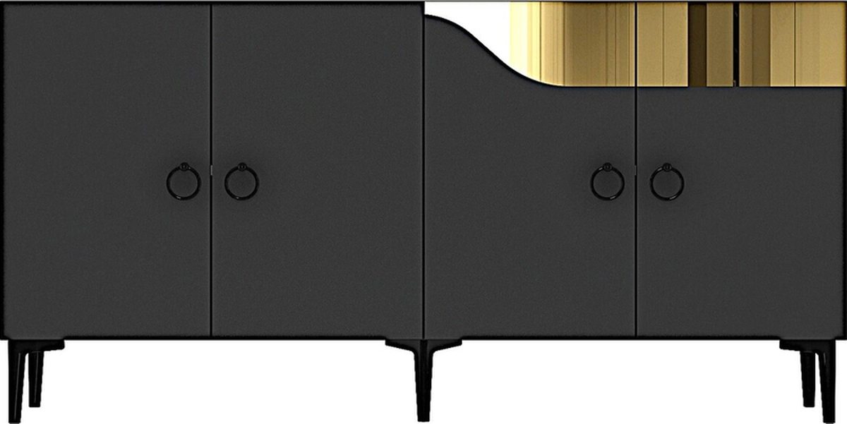 Ka1514ag Gama150 Konsol, Kahve Köşesi, Tv Sehpası Antrasit-gold 150cm Antrasit