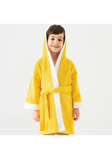 Soley Pueri %100 Pamuklu Unisex Çocuk Bornozu Sarı