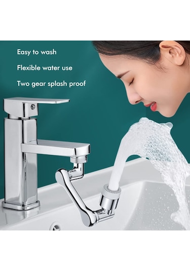 Qianfan 1080 Döner Lavabo Musluk Uzatıcı, Musluk Gümüş