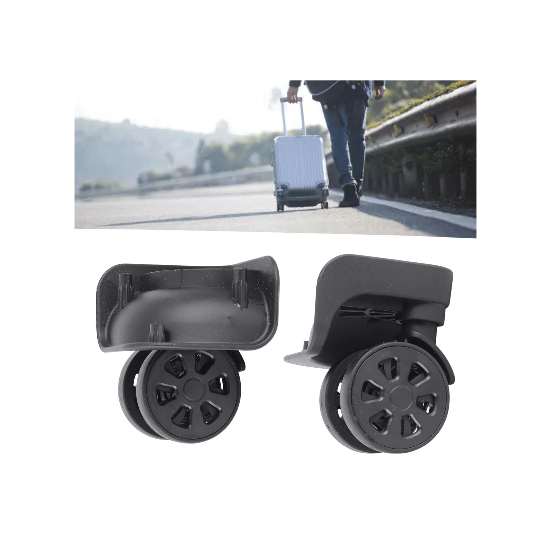 Vkemall Nylon材质 2 Adet Çanta Tekerleği - Evrensel Rotatif, Sesiz, Dayanıklı - Bagaj Tamiri Aksesuarı A76