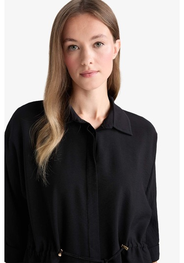 Defacto Beli Lastikli Uzun Kollu Gömlek F4972ax25aubk81 Siyah