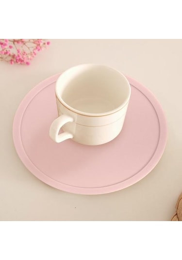 Yeşil Bardak Altlığı Isıya Dayanıklı Kaymaz Yükseltilmiş Kenar Yuvarlak Dökülmeye Dayanıklı Tezgah İçecek Kahve Çay Yeşil