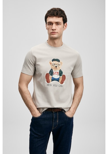 Lufian Teddy Modern Grafik T- Shirt Taş Taş 111020305100190 Taş