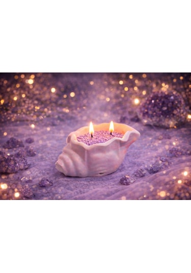 Oyster Candle- El Yapımı Mum Mor