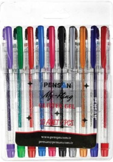 Pensan 10 Renk Simli Gel Kalem Set