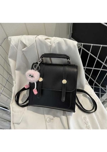 Ganzhoushop Yeni Tek Stili Sırt Sırt Rahat Omuz Moda Minimalist Küçük Kadın Kadın Çantası Çantası Çantası Çantası Çanta Black Akademi Jv Siyah