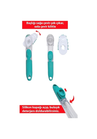 Smarter Deterjan Hazneli Bulaşık Fırçası Yeşil 20 CM