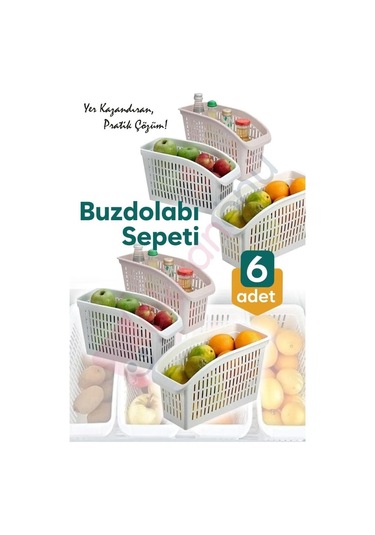 Kapris Buzdolabı Dolap İçi Düzenleyici Organizer 6 Adet Jumbo Boy Org-23 Beyaz